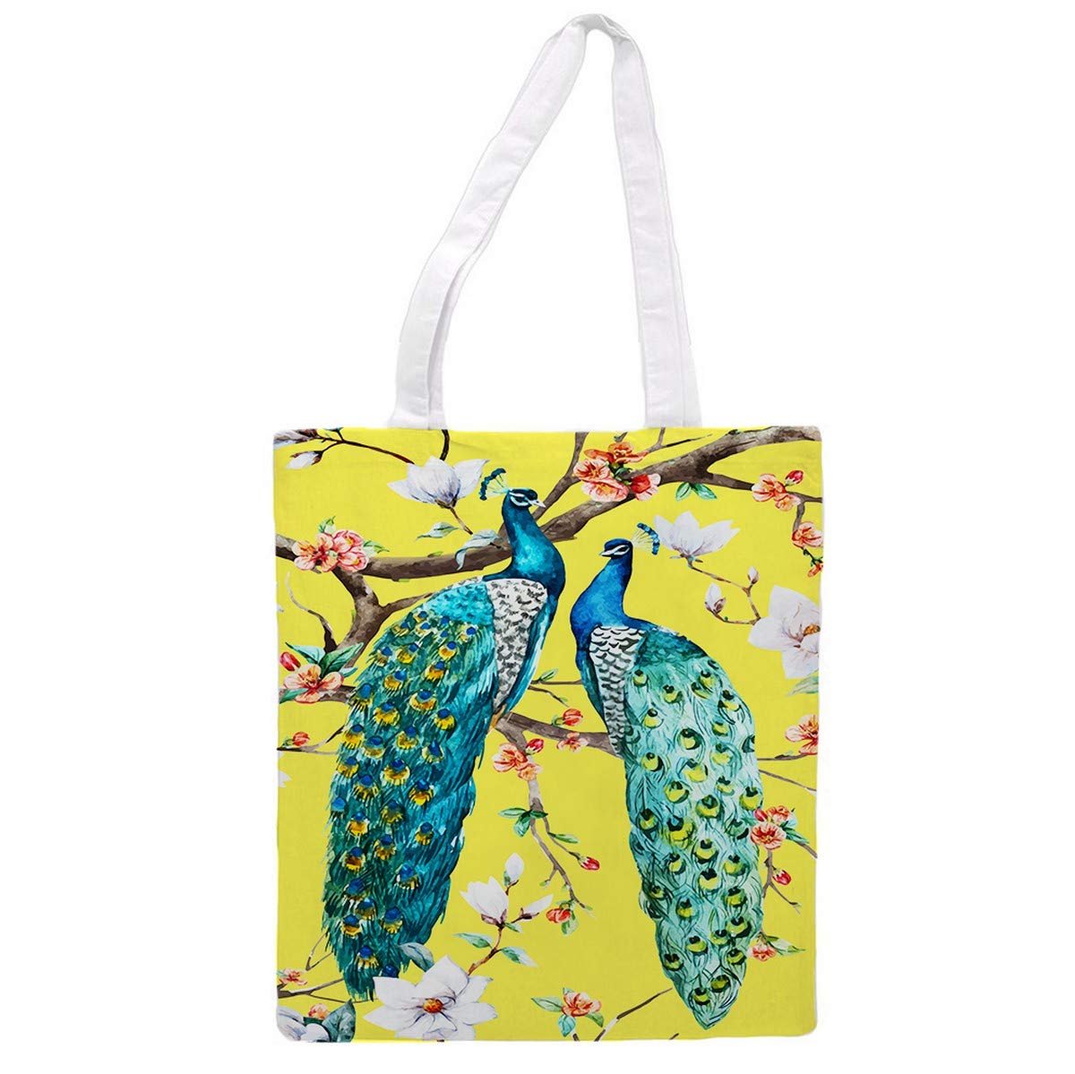 Nacnic Tote bag cloth colorful PEACOCKS. multipurpose shoulder strap