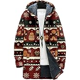 MARSVOVO Cardigans for Men Western Fleece Jacket Warm Fleece Fall Winter Casual Zipper Hooded Neck Coat with Pockets