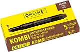 Online Double-Sided Pen Ink Cartridges Brown 5 Pack Universal Refills for