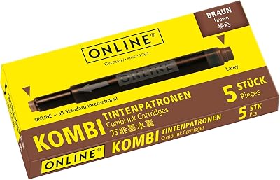 Online Double-Sided Pen Ink Cartridges Brown 5 Pack Universal Refills for