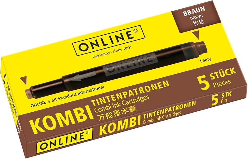 Online Double-Sided Pen Ink Cartridges Brown 5 Pack Universal Refills for