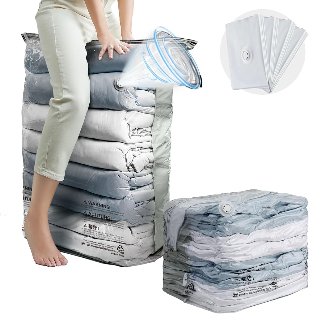 TAILI Extra Large Vacuum Storage Bags, 4 Jumbo Reusable Cube Bags