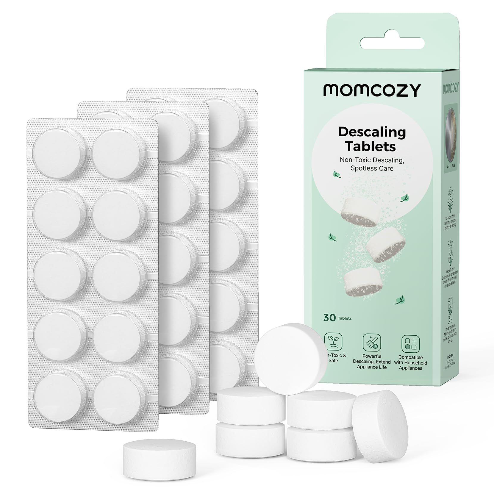 Photo 1 of Momcozy Official Descaling Tablets, Compatible KleanPal Pro Baby Bottle Washer, Descaler for Milk & Limescale Removal, 30 Count