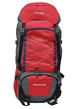 INLANDER 6001 Red 60L Rucksack Daypack Backpack Bag for Travel Hiking Trekking & Camping for Men & Women