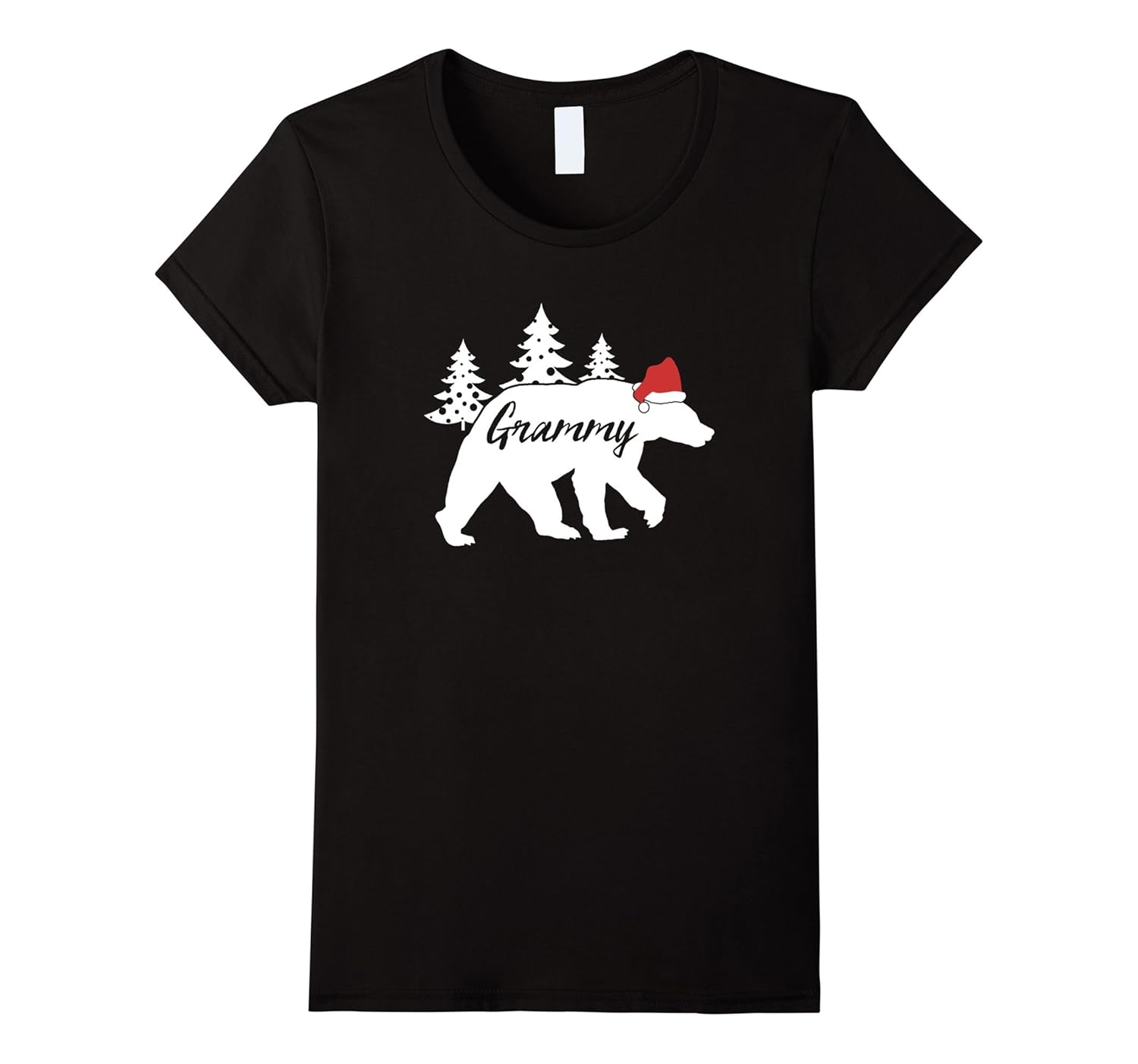 Womens Grammy Bear Christmas Santa Hat Shirt Grammy Grandma Gifts-Rose