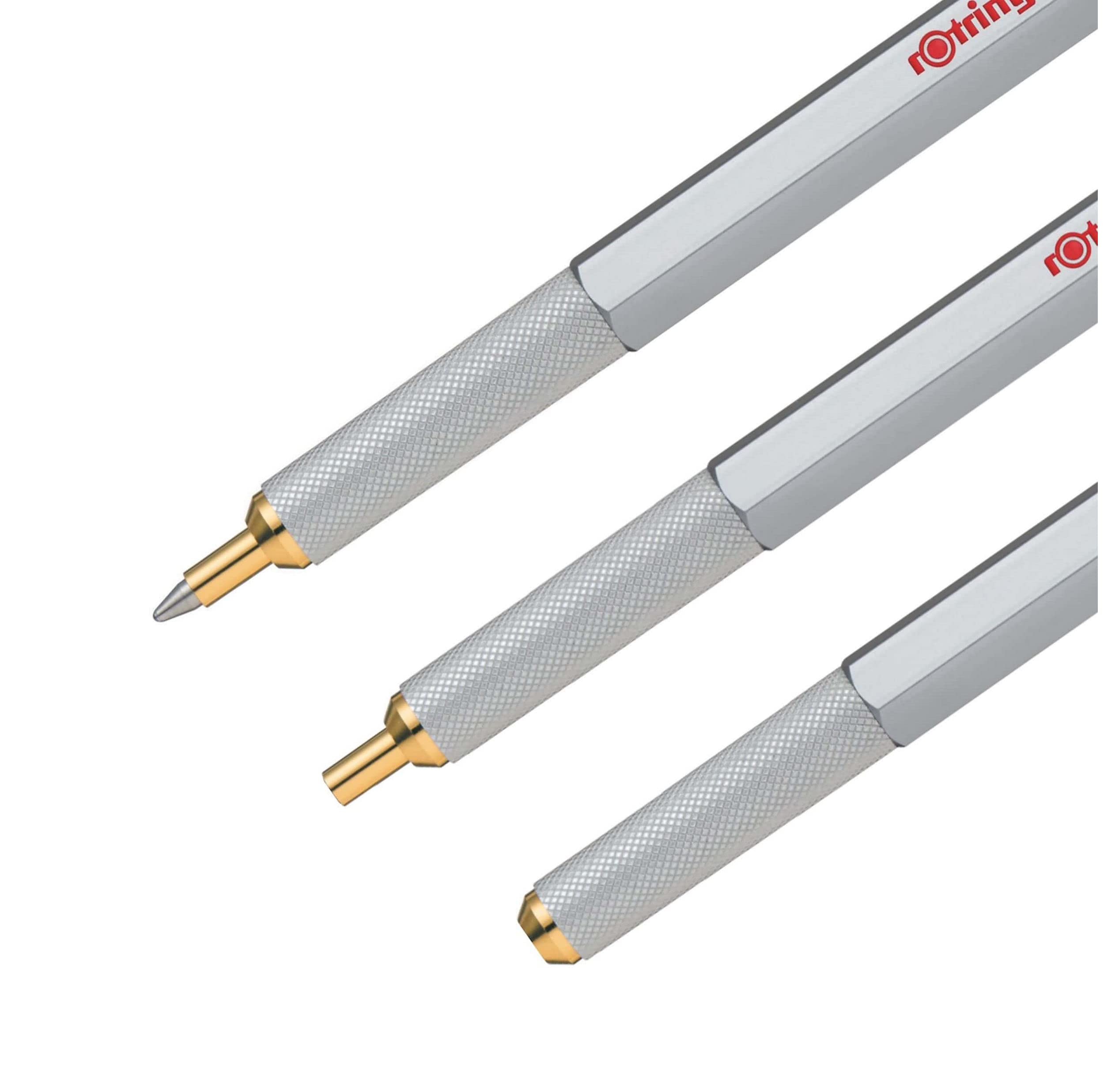 Rotring 800 Retractable Ballpoint Pen, Medium Point, Silver