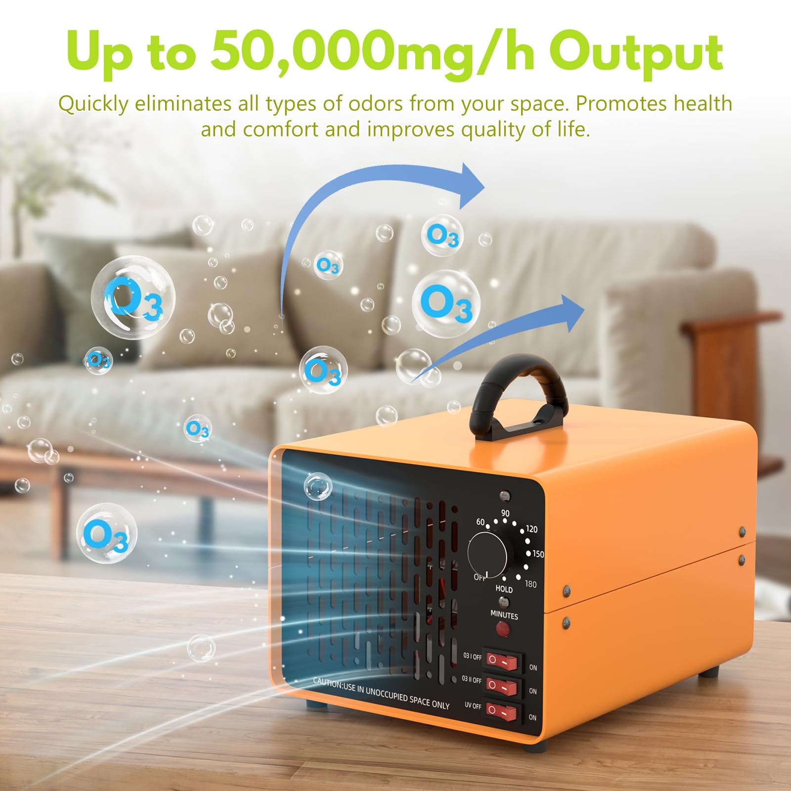 Commercial Ozone Generator Machine 50g Powerful Odor Removal Portable Ozone Air Purifier for Home Industrial Office Factory