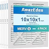 AmazEden 10x10x1 Air Filter 4 Pack MERV 8 Dust Defense Pleated Filters | AC Furnace HVAC Replacement for Home Office MPR 600 FPR 5 (Exact Dimensions: 9.81x9.81x0.81 Inches)