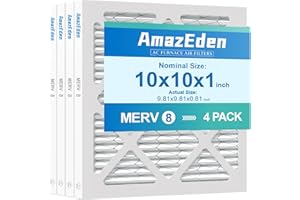 AmazEden 10x10x1 Air Filter (4-Pack) MERV 8 MPR 600 HVAC AC Furnace Pleated Filters Dust Defense Replacement for Home (Exact Dimensions: 9.81x9.81x0.81 Inches)