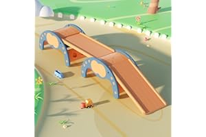 LUUYOUU Children's Indoor Climbing Slideway Swing Playground 4-in-1 Function: Slide, Rock Climbing, Balance Board and Cradle Safe and Solid Montessori Toys Blue（2 Climbing Frame+2 Sliding Plate）