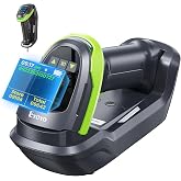 Eyoyo Handheld 1D 2D QR Bluetooth Wireless Barcode Scanner with Screen | 1.44" LCD, Wall-Mount Locking Charging Cradle, 2900mAh Removable Battery, USB Wired UPC Bar Code Reader for Warehouse POS