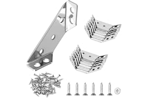ETHANBERG 12 Pack Universal Stainless Steel Furniture Corner Connectors with 50 Screws, Triangular Support Brackets, Angle Fasten Connector, Stainless Steel Corner Bracket for Wood Furnitures Cabinets Shelf