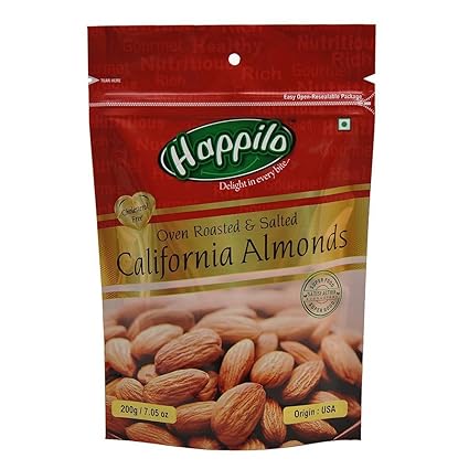 Happilo Premium Californian Almonds, Roasted and Salted, 200g (Pack of 5)