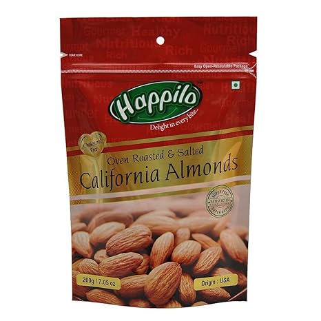 Happilo Premium Californian Roasted and Salted Almonds, 200g