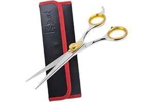 Sharf Gold Touch Pet Grooming Shear | Straight Cat & Dog Grooming Scissors | 6.5 Inch | 440c Japanese Stainless Steel Pet Dog Shearing Scissors | Animal Shears with Removable Comfort Rings