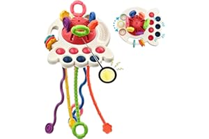 Sensory Montessori Toys for Baby 18 Months, Toddler Travel Toys for 2 Year Old Boy Girl Birthday Gifts, Soft Pull String Fidg