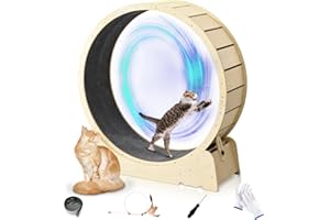 AMAI KETO Cat Wheels for Indoor Cats, One Fast Cat Exercise Wheel Indoor, Cat Running Wheel, XLarge Cat Treadmill Wheel for Kitty, Low-Noise, Cat Wheel Exerciser, for Fitness Weight, Natural Wood (XL)