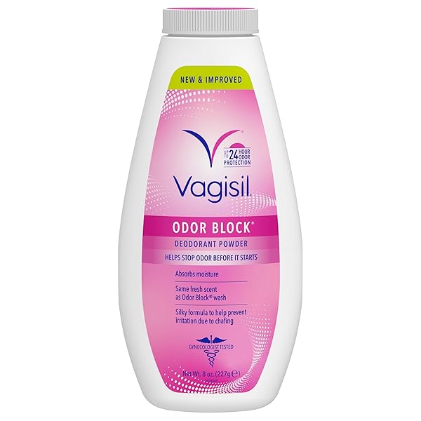 VAGISIL ODOR BLOCK DEODORANT POWDER FOR WOMEN, HELPS...