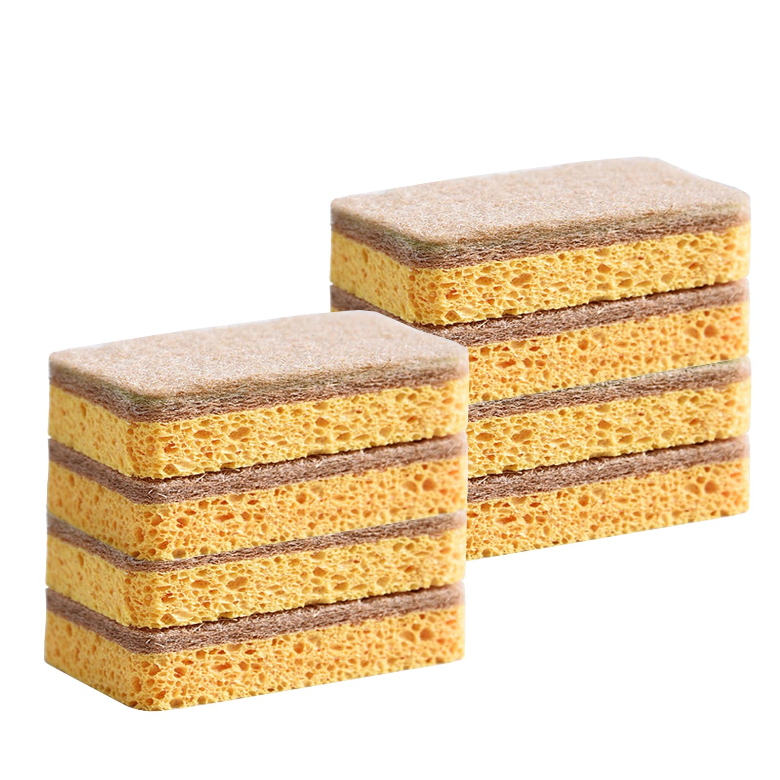 DOETYD 8 Pack Eco Sponges Cleaning Biodegradable Washing Sponge Compostable Dish Sponge 100% Plastic-Free Scratch Pads Cleaner for Kitchen Dishes with Heavy Duty