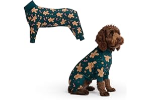 Spark Paws Dog Christmas Pajama, Dog Recovery Suit Male, Onesie, Ultra-Soft and 4-Way Stretch, for Small Medium and Large Breeds - Gingerbread Man - 2XL