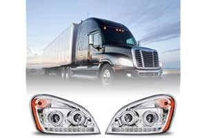 Easyinst Freightliner Headlights for Cascadia 2008-2017,Replacement Headlamp DOT and SAE Approved (Silver Led, Pair Set)