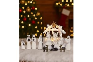 NNBDBVDHS Christmas Nativity Scene Set 14 Piece Nativity Scene with Manger for Nativity Scene Indoor Decor Nativity Story Figures Nativity Set Decoration Mini Miniature Religious Christmas Holy Family Figurines