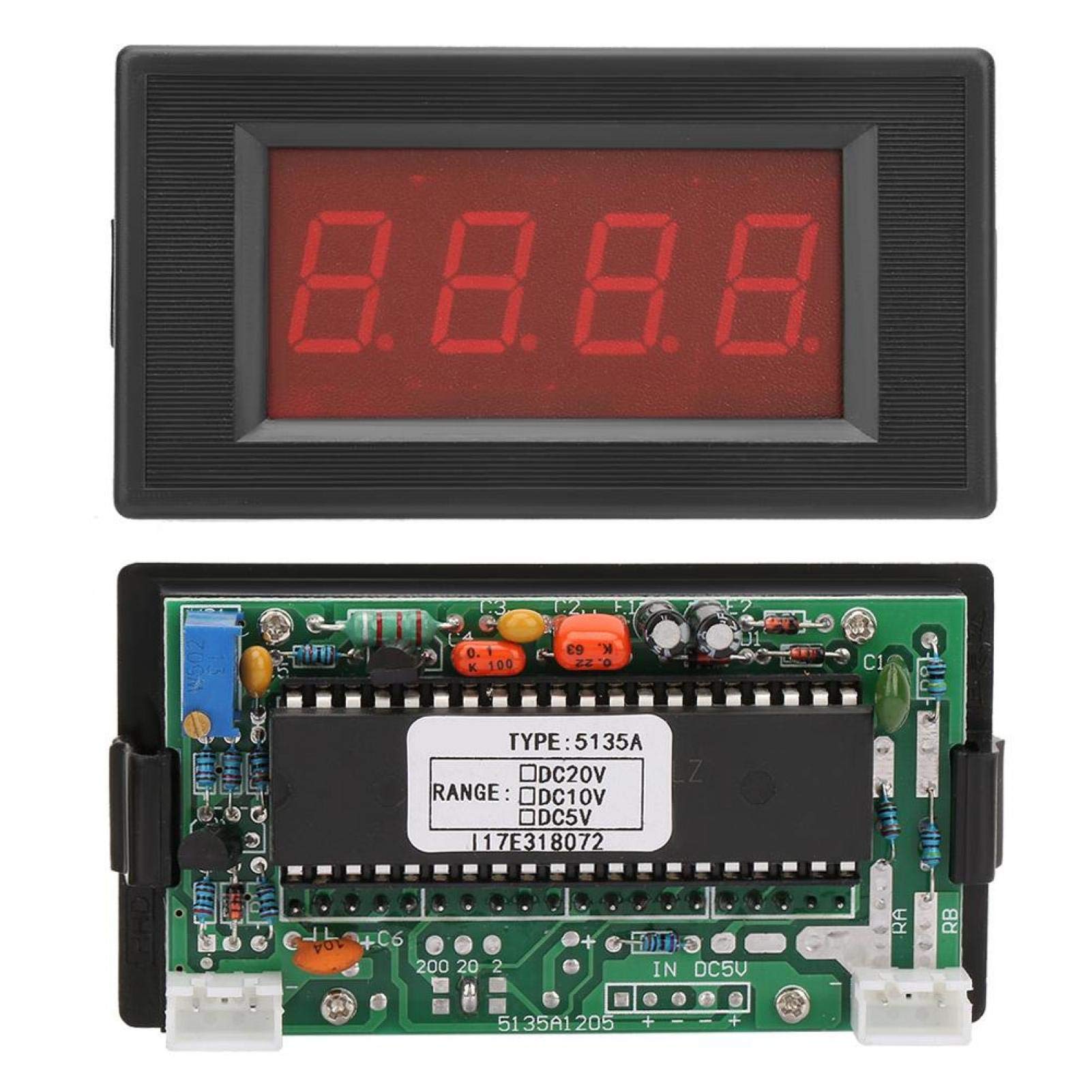 Digital Panel Meter Digital Mini Voltmeter Gauge Tester High Accuracy Voltmeter Red LED Lightweight 5135A Voltage Meter for the Measure of DC Voltage (DC5V/DC10V/DC20V)