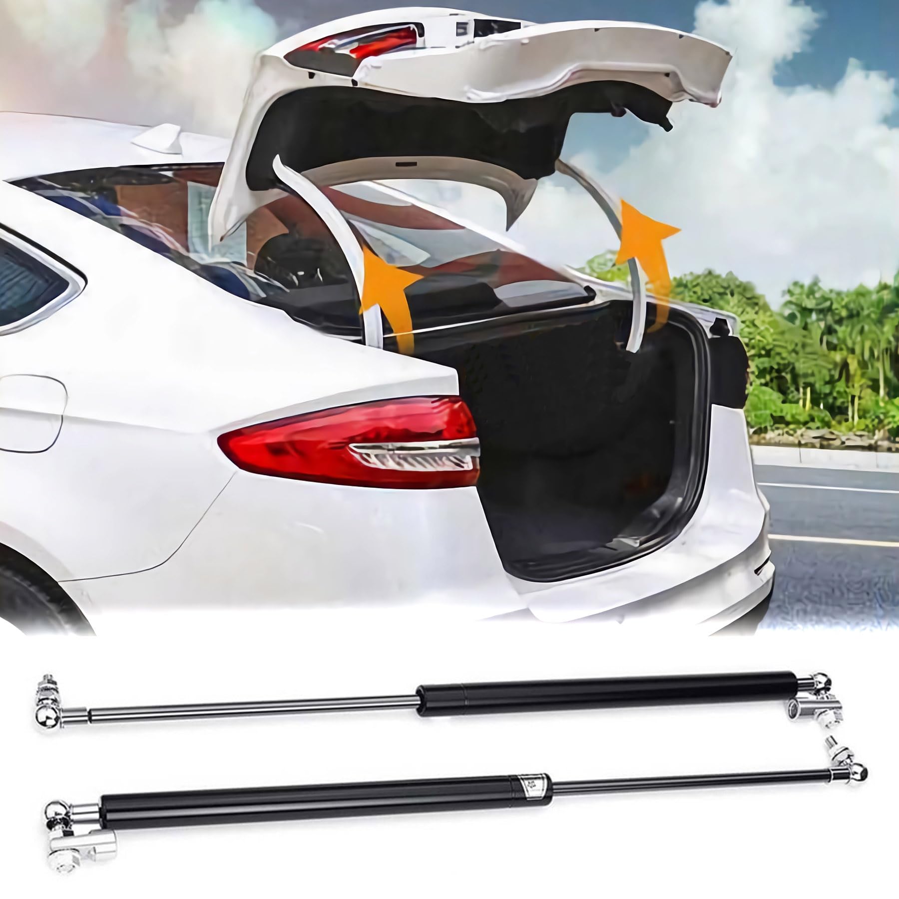 Photo 1 of 2Pcs Rear Trunk Tailgate Hydraulic Gas Charged Shock Assist Accessories Spring Prop Rod Lift Arm Struts Bar Support Kits Fit for Ford Fusion MK5 2013 2014 2015 2016 2017 2018 2019 2020 2021