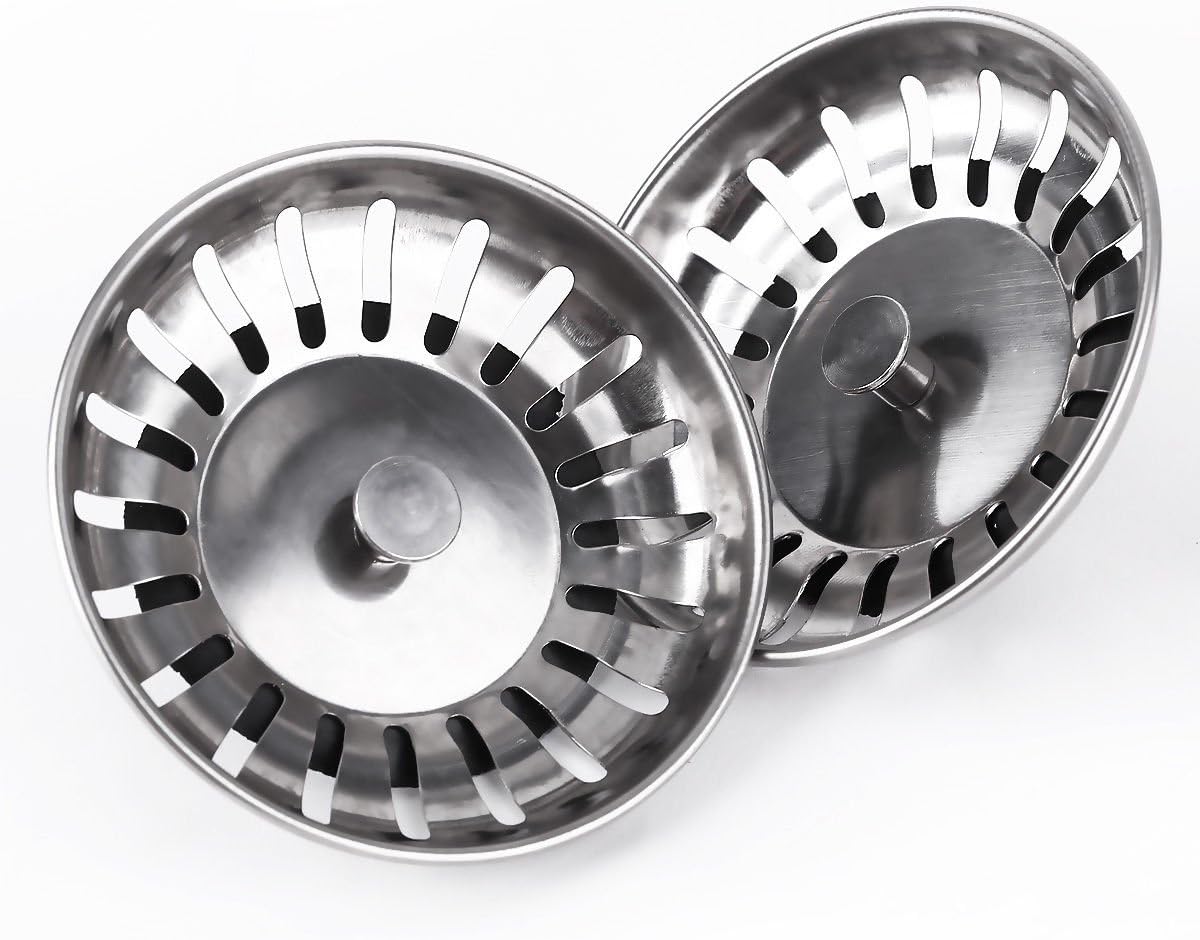 2Pcs 83mm(3.26inch) Stainless Steel Sink Strainers Kitchen Hardware Sink Strainers Prevents Clogs Kitchen Sink Strainer Waste Plug
