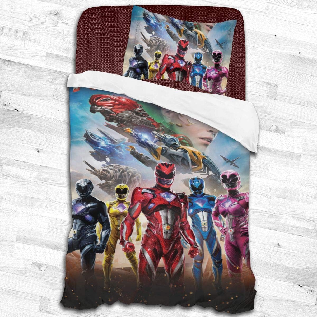 Millennial Tears Po-wer Ran-Gers Pattern Bedding Set Comforter Cover and Pillowcase Set-2 Pieces-Ultra Soft Microfiber, 55"" x83