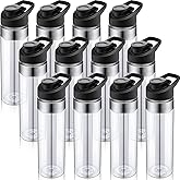 Mimorou 12 Pack Clear Water Bottle Bulk 20 oz Reusable Sports Bottles with Plastic Handle Leakproof Flip Top, Lightweight & BPA Free for School, Office, Gym, Cycling, Teams