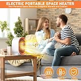 Deyaah 1200W Ceramic Plug In Fan Heater Portable 2 Heat Modes 220V White view 2