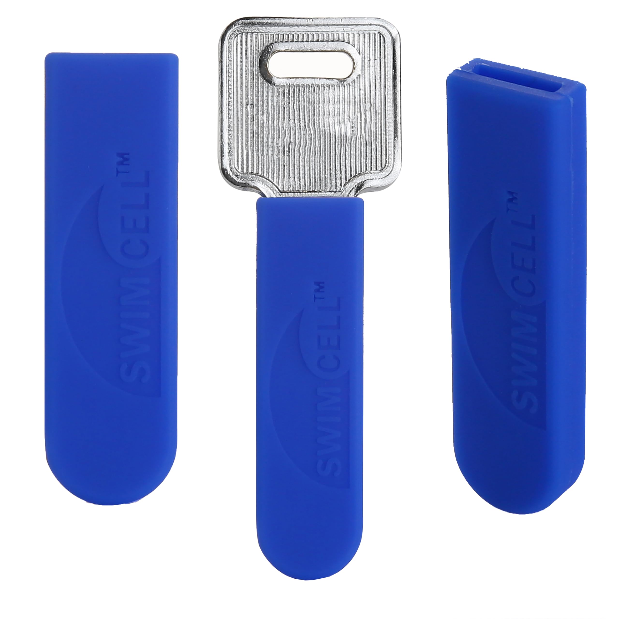 SwimCell Key Blade Cover - Silicone Sheath Protector For Car Bike or House Keys. Anti Scratch Sleeve. Prevent Pocket Holes, Paint Scratches and Jingling. Cut to fit. Blue Pack of 3