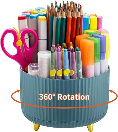Marbrasse 360° Rotating Desk Organiser with 5 Compartments Dark Green