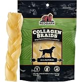 Redbarn Small Collagen Braids 100% Natural Beef Dog Chew Low Odor, 3 Count | Alternative to Traditional Rawhide and Bully Sticks for Small to Medium Dogs - Long Lasting, Supports Dental and Joint Health