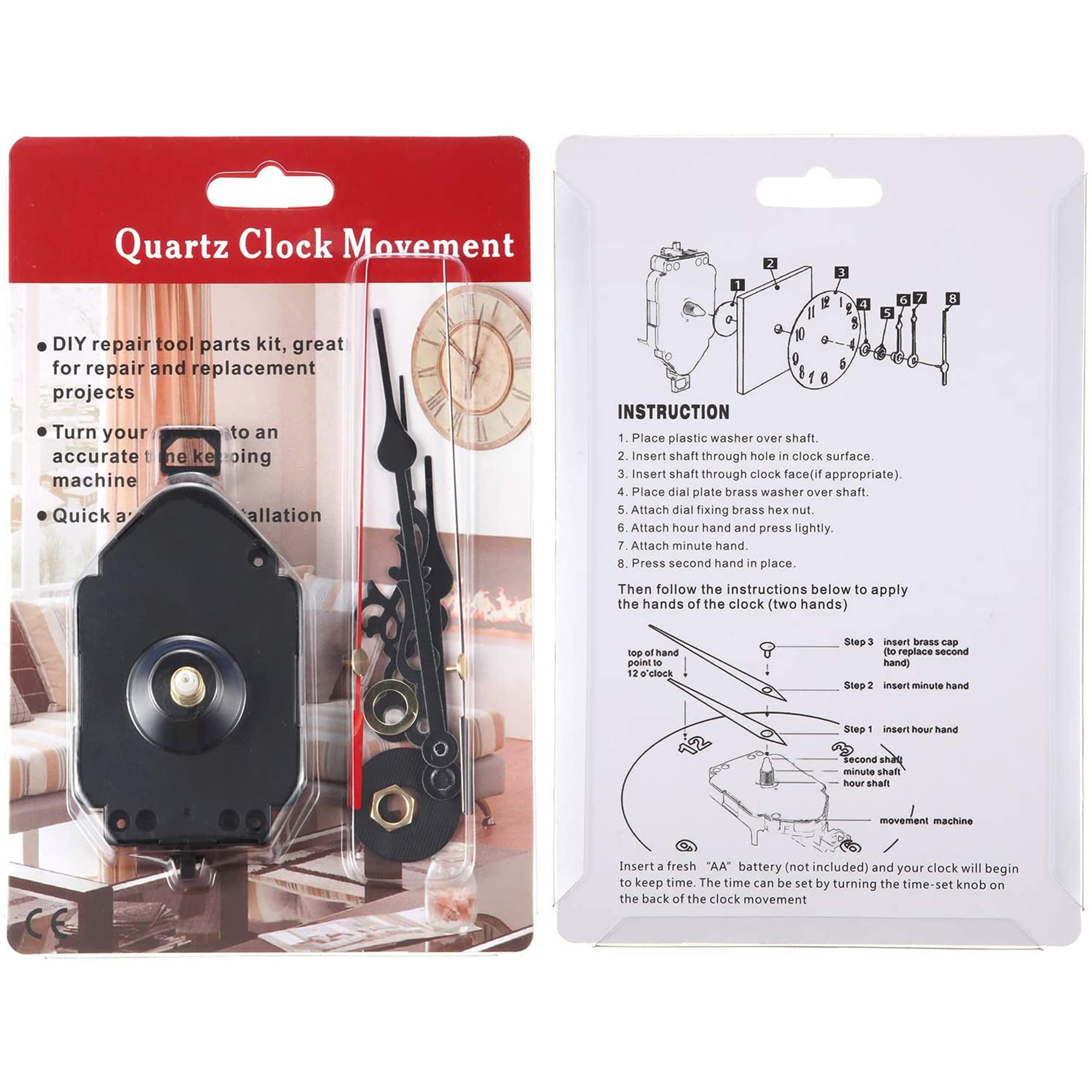 Hicarer Quartz Pendulum Clock Movement Mechanism DIY Repair Parts Replacement with 2 Pairs Hands and Pendulum for DIY Clock Repair