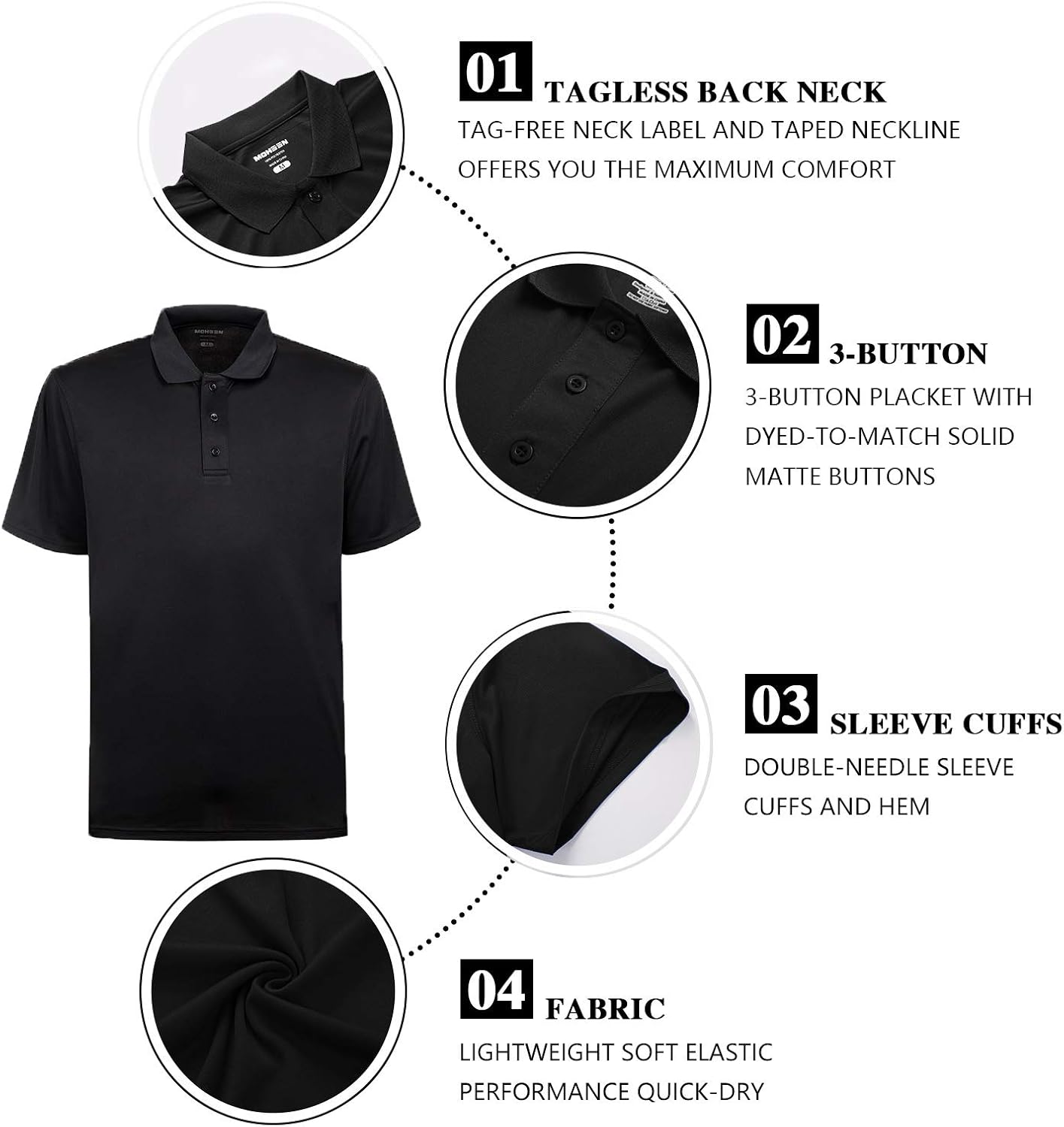MOHEEN Men's Quick Dry Short Sleeve Polo Shirts UV Protection Outdoor Athletic Golf T-Shirts: Clothing