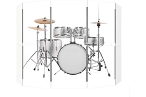 YSBLHCT Portable Drum Shield 5-Panels 2ft x 5ft - Acrylic with Stainless Steel Hinges - Perfect for Churches, Home Practice, and Live Performances
