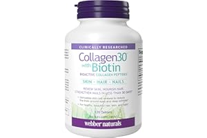 Webber Naturals Collagen30 with Biotin, 2,500 mg of Bioactive Collagen Peptides with 5,000 mcg of Biotin Per Serving, 120 Tab