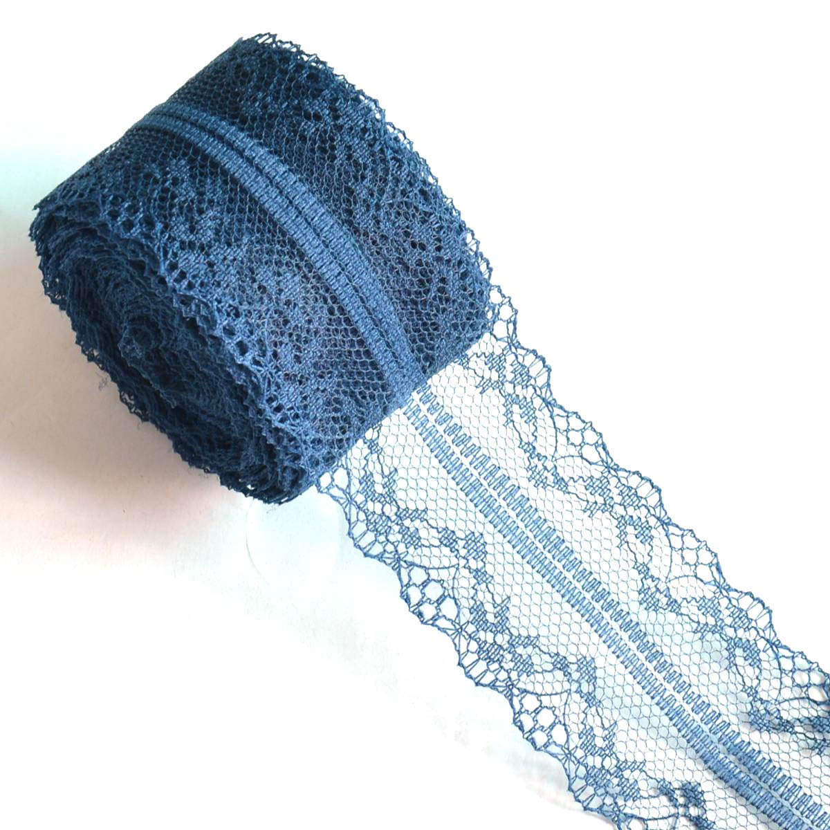 Colourful lace ribbon, lace border, 4 cm x 10 m, vintage lace ribbon, gift ribbon, lace trim, ribbon for wedding, sewing, flowers, parties, decorations, gift wrapping, navy blue