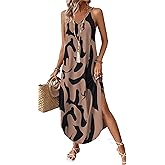 WIHOLL Summer Dresses for Women 2026 Maxi Dress Boho Sundresses Halter Dress Beach Vacation ClothesTravel Outfits