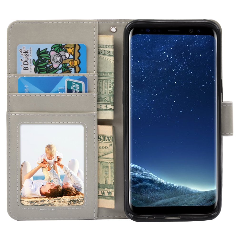 Galaxy S8 Plus Case, UrSpeedtekLive Galaxy S8+ Wallet Case Folio Flip Premium PU Leather Case Cover with Card Holder Slot Pockets, Wrist Strap, Magnetic Closure For Galaxy S8 Plus (2017) Loving Tree