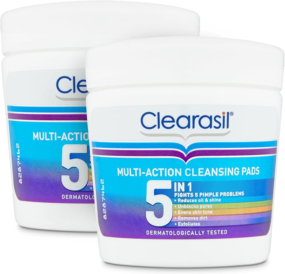 Clearasil 5-In-1 Ultra Cleansing Pads with Salicylic Acid 65's (Pack Of 2)