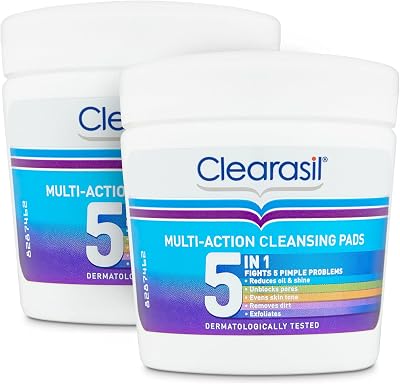 Clearasil 5-In-1 Ultra Cleansing Pads with Salicylic Acid 65's (Pack Of 2)