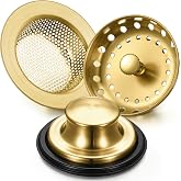 Mudder 3 Pcs Sink Plug Stopper Disposal Drain Strainer,Antique Gold | Stainless Steel, Universal Fit for Kitchen Drains, Anti-clogging Mesh Basket, Strainer and Plug Stoppers for Garbage Disposal