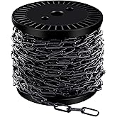 50 ft 1/12" Metal Hanging Chains Fixture Chain Decorative Black Chain Light Duty Chain Utility Chains for Hanging Plants, Basket, Light Fixture, Chandelier, Lamp (2mm 50ft)