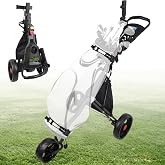 Clyvira CruiseMaster Golf Push Cart, 1-Click Folding Design | Durable wheel design, 300 lbs load capacity, 10" durable wheels, Large storage, Cup holder&amp;Cooler bag included