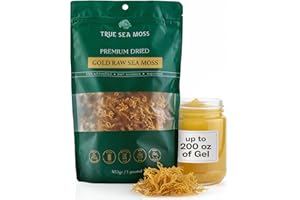TrueSeaMoss Raw Gold Irish Sea Moss – Premium Wildcrafted & Sun-Dried Seaweed – Extra Dry Texture, Vegan, Non-GMO, Gluten-Free – 16oz (1 lb) Makes Up to 200oz Gel – Atlantic Harvested