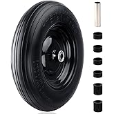 RRQ 4.80/4.00-8 Flat Free Tire and Wheel, 14.5" Solid Wheelbarrow Wheel, Universal Fit 3"-7" Hub, 3/4" Bearings and 5/8" Iron Axle Tube, Replacement for Hand Truck, Generator, Cart and More (1-Pack)
