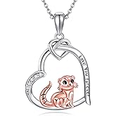 AXOMY Ferret Pendant Necklace S925 Sterling Silver Heart Ferret Pendant Necklaces Ferrets Jewelry Gifts for Women